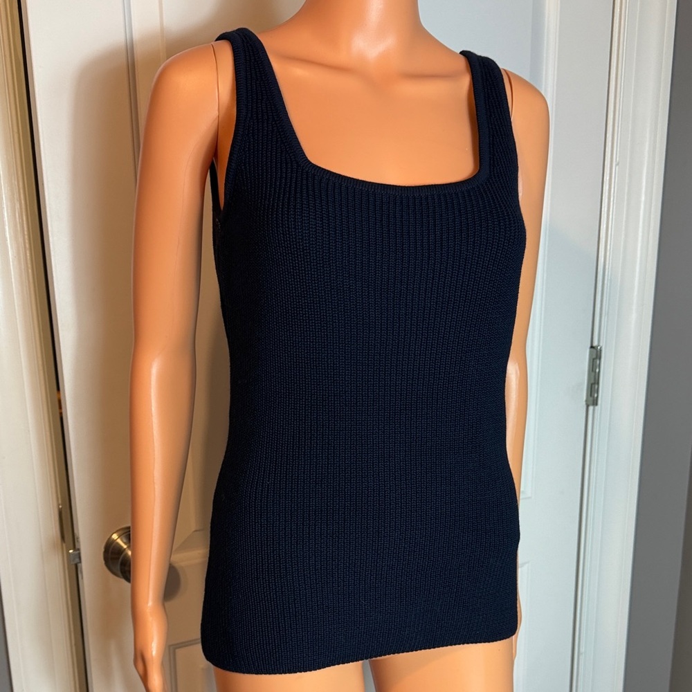 NEW MAISON SAFIYAA MERINO WOOL KNITTED NAVY TANK